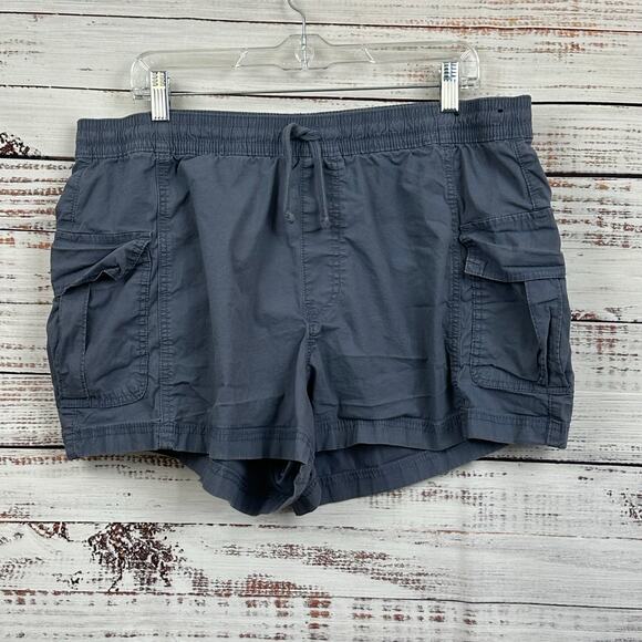 Womens Hollister Slate Blue Ultra High Rise Pull On 3" Cotton Cargo Shorts XL - Picture 1 of 6